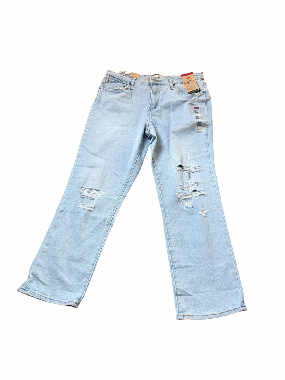 Levi's Light Blue Distressed Slim Straight Crop Jeans 31